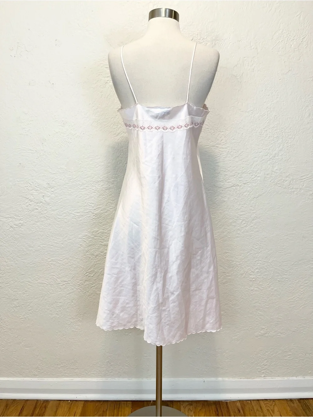 Vintage Slip Dress Nightgown Pink Satin Lace Coquette Fairy Small S - Picture 6 of 12